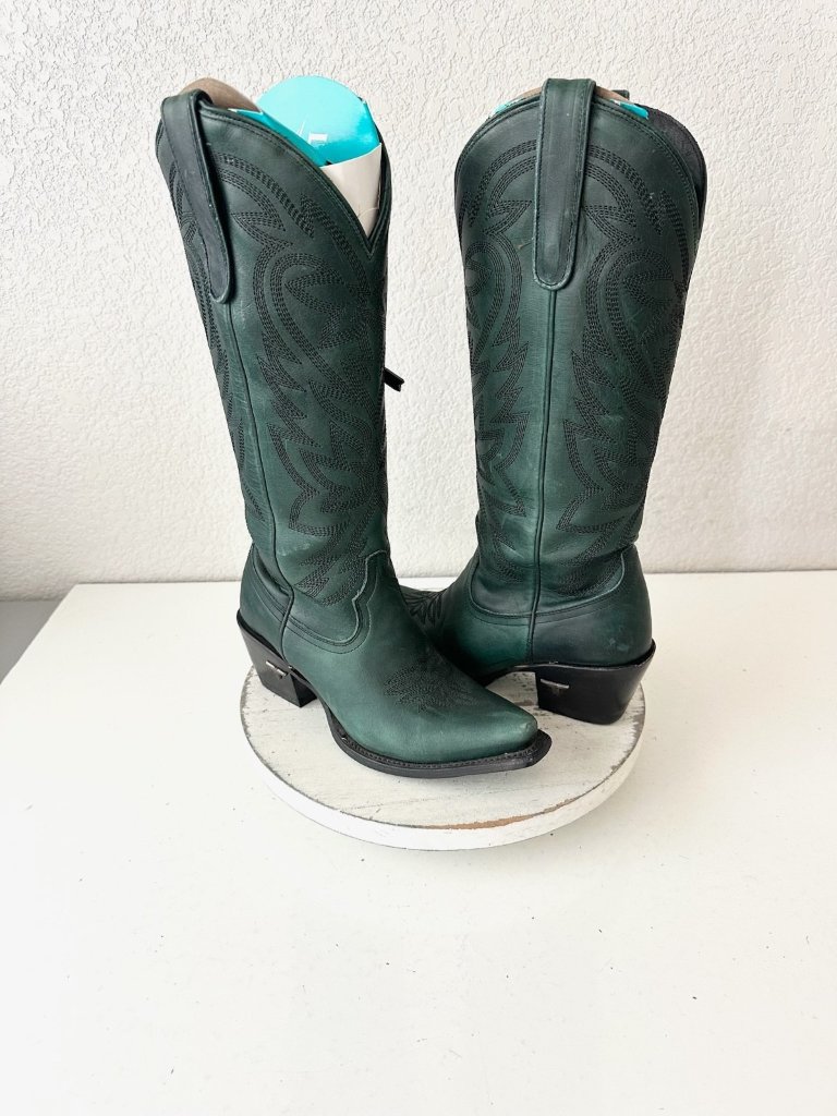 Lane Smokeshow Green Cowboy Boots Western Cowgirl Mid Calf Tall Snip Toe Size 7